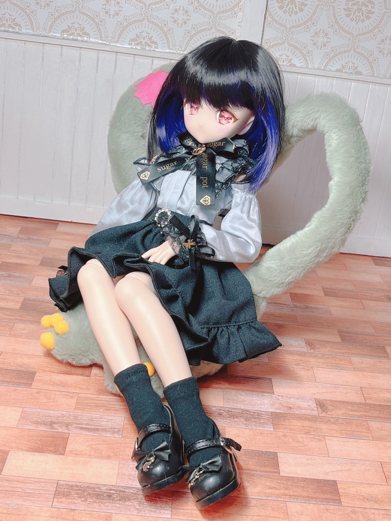 座椅子 もふぞんびマン グリーン×イエロー×パープル