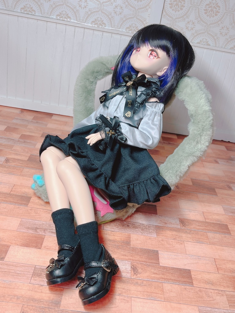 座椅子 もふぞんびマン グリーン×イエローG×ブルー