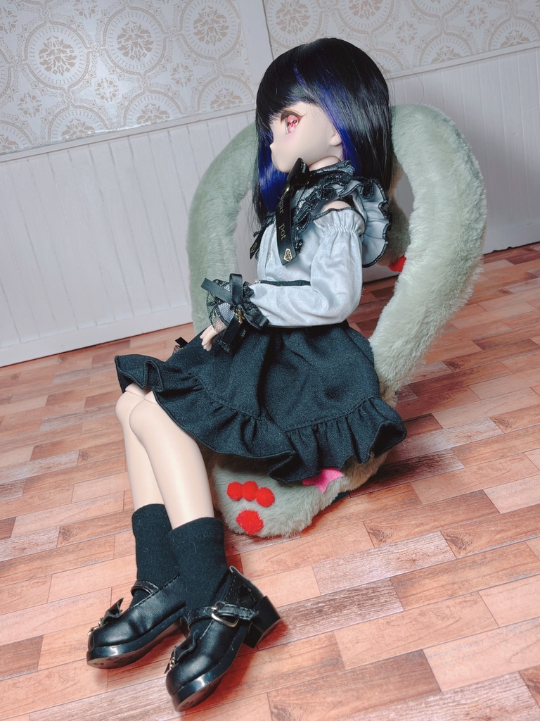 座椅子 もふぞんびマン グリーン×ブルー×レッド