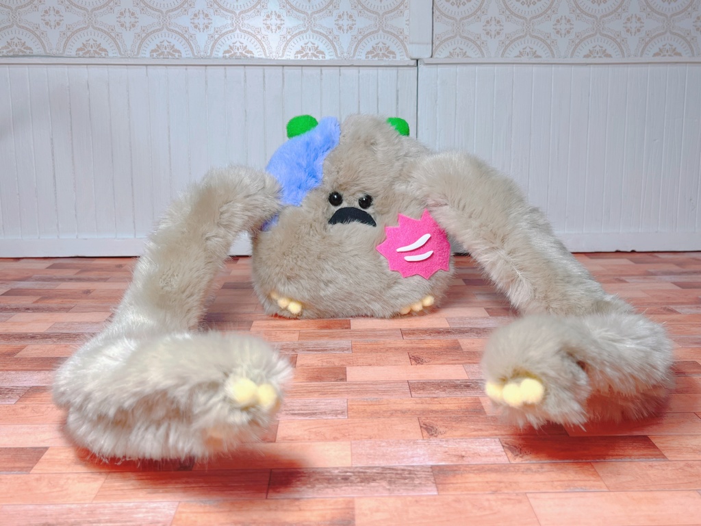 座椅子 もふぞんびマン ベージュ×グリーン×イエロー