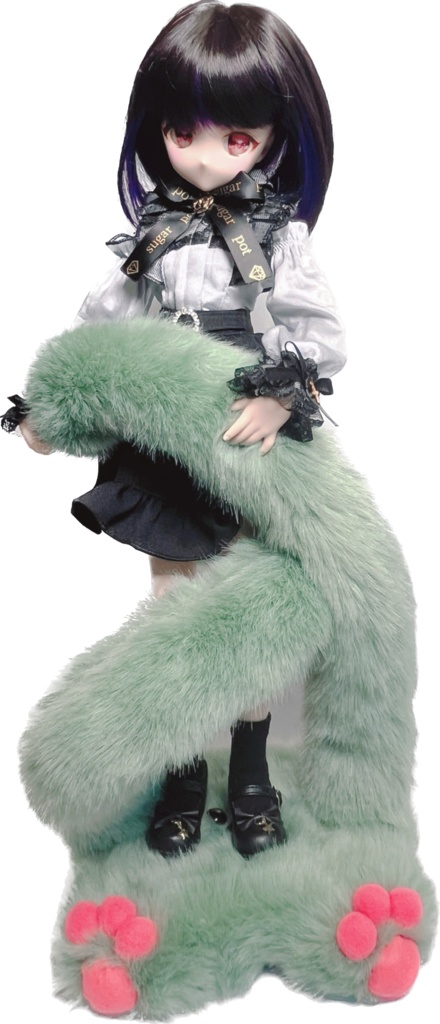 ドールスタンド もふもふマン シーグリーン×ビビットピンク