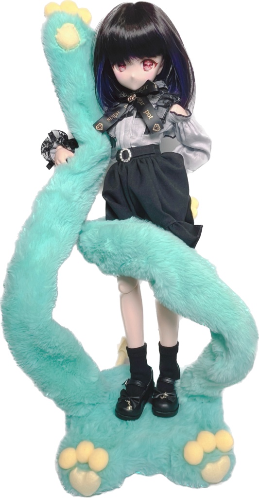 ドールスタンド もふもふマン ミントグリーン×イエロー