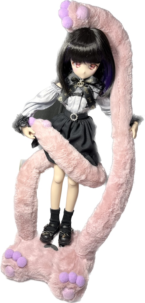 ドールスタンド もふもふマン ダストピンク×ライトパープル