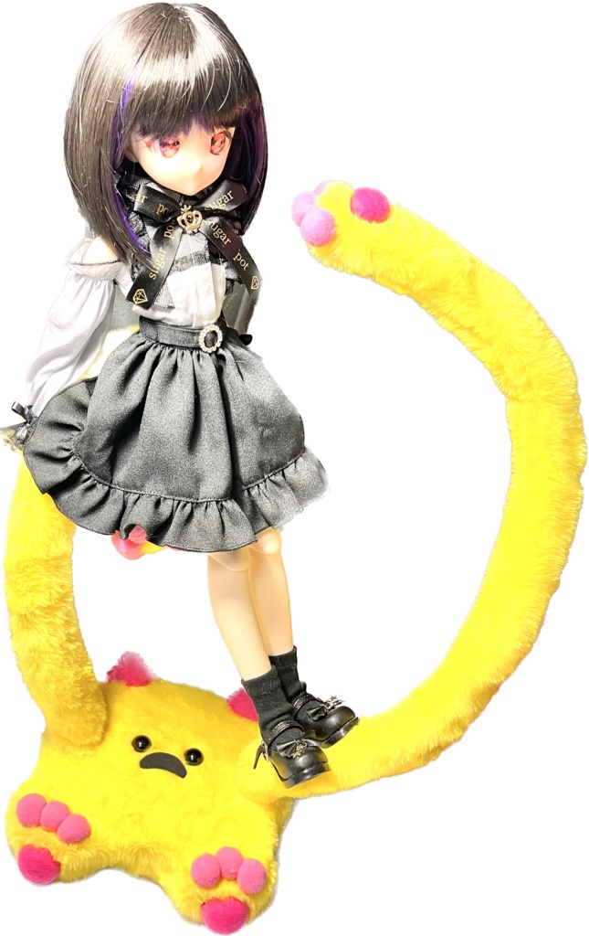 ドールスタンド もふもふマン イエロー×ピンク