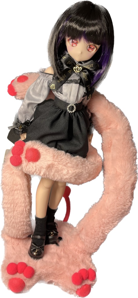 ドールスタンド もふもふマン サーモンピンク×ビビットピンク