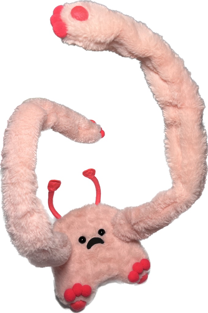 ドールスタンド もふもふマン サーモンピンク×ビビットピンク