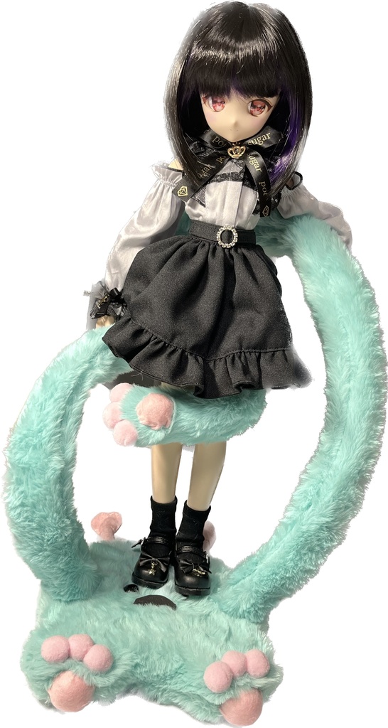 ドールスタンド もふもふマン ミントグリーン×ピンク