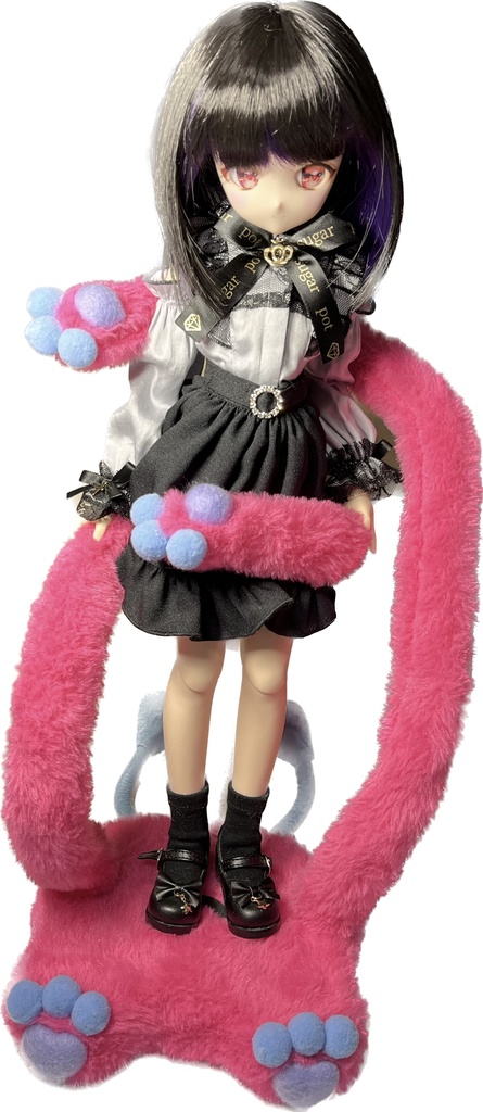 ドールスタンド もふもふマン ビビットピンク×ベビーブルー