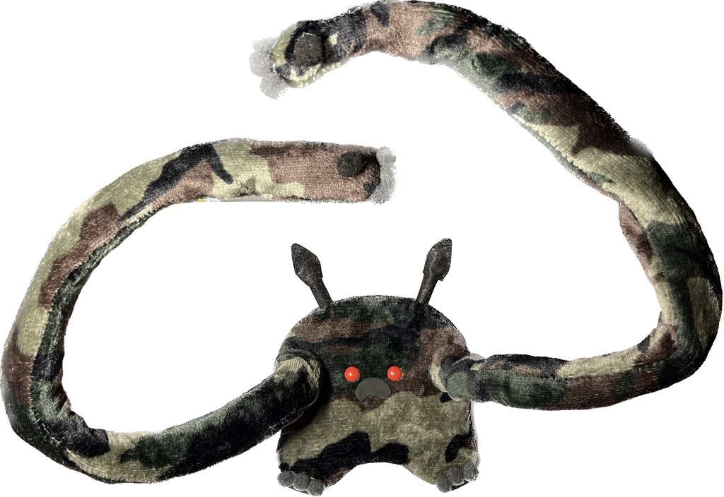 ドールスタンド もふもふマン 迷彩×グレー