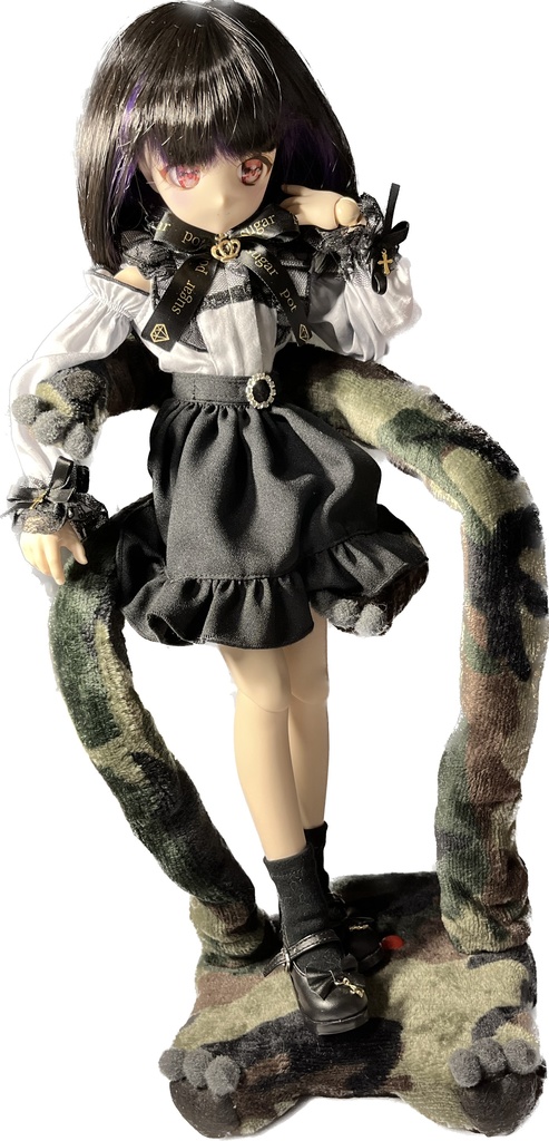 ドールスタンド もふもふマン 迷彩×グレー