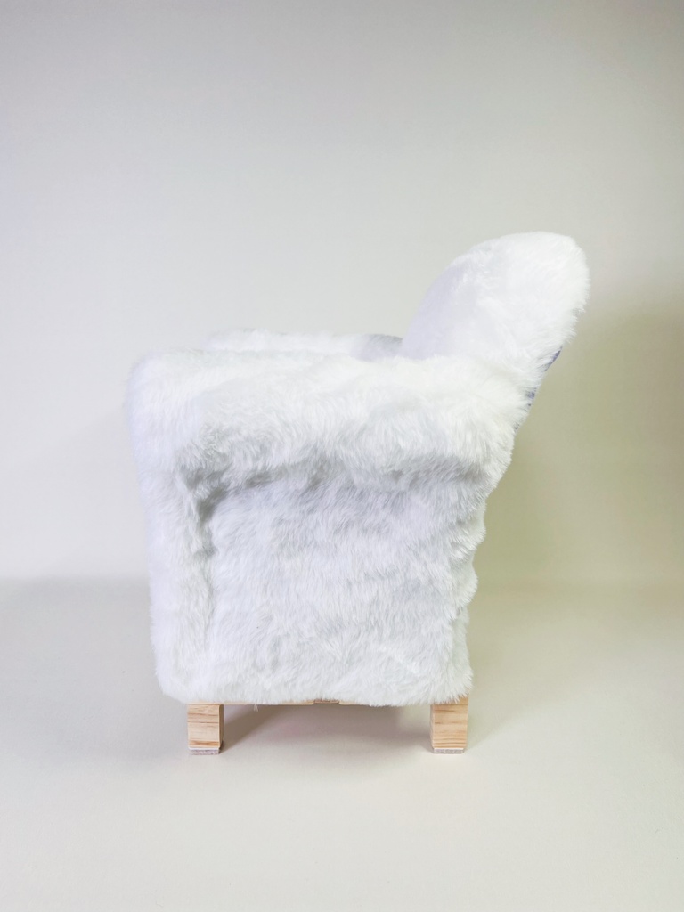 ドールサイズ シングルソファ ちびもふマン付き ホワイト×パープル