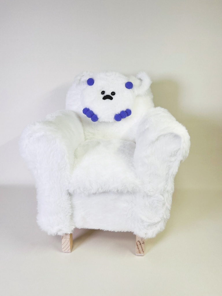 ドールサイズ シングルソファ ちびもふマン付き ホワイト×パープル