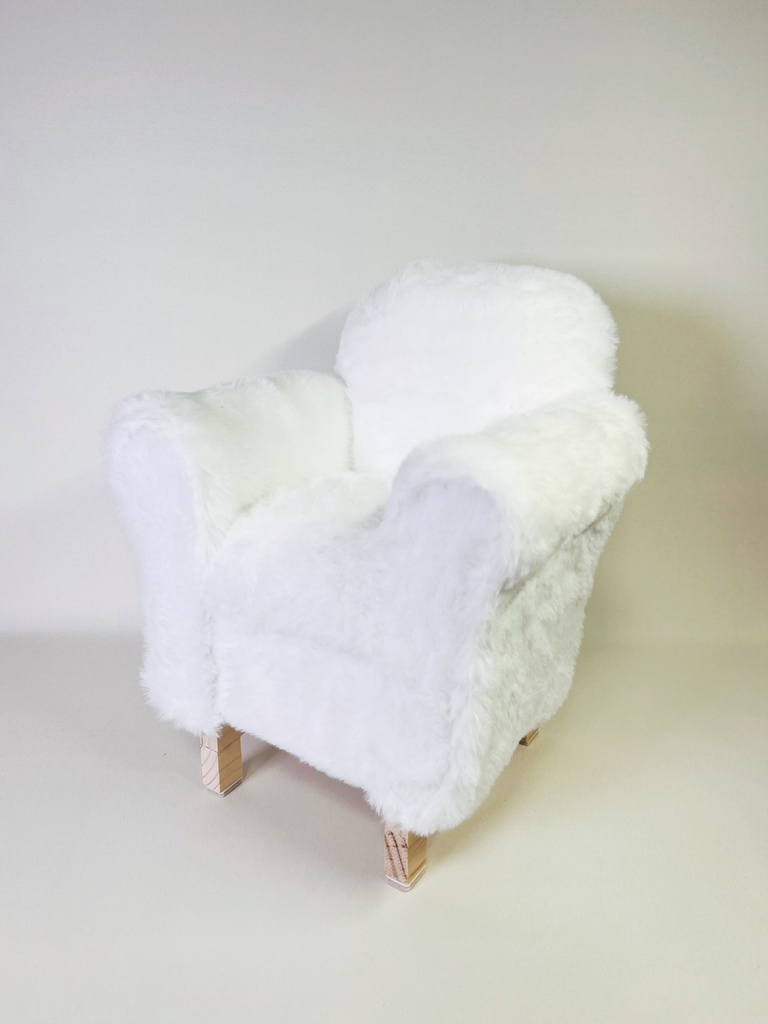 ドールサイズ シングルソファ ちびもふマン付き ホワイト×パープル