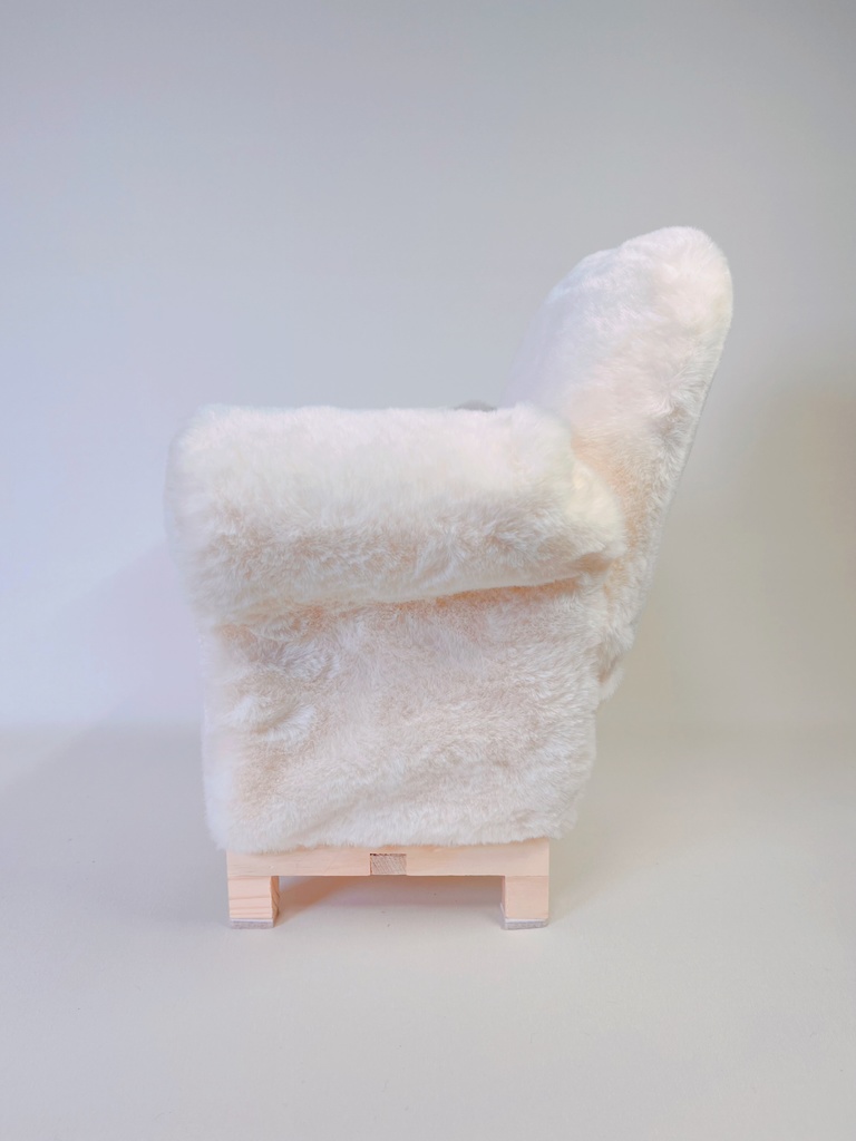 ドールサイズ シングルソファ ちびもふマン付き アイボリー×ピンク