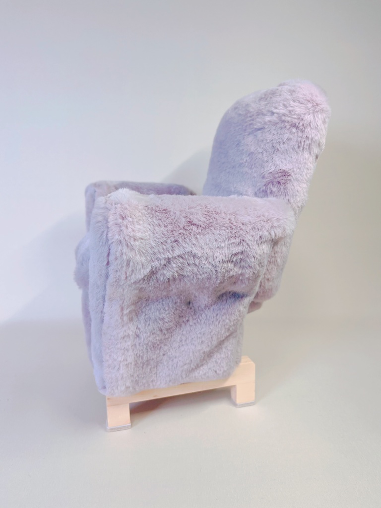 ドールサイズ シングルソファ ちびもふマン付き ラベンダー×ピンク