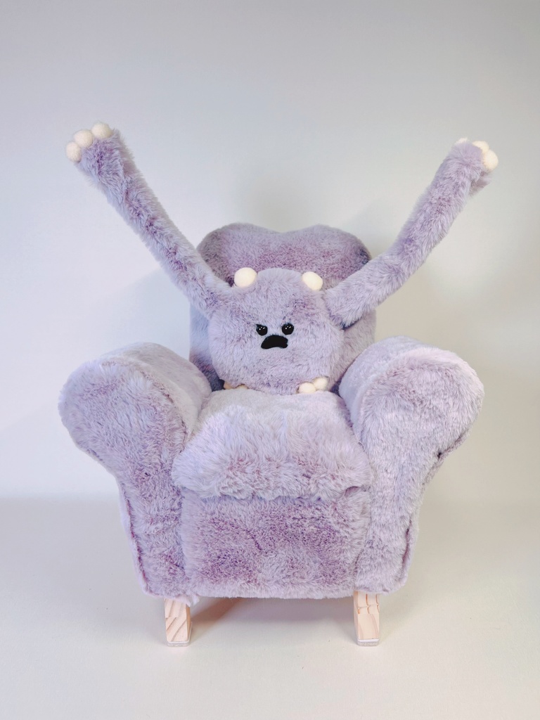 ドールサイズ シングルソファ ちびもふマン付き ラベンダー×ピンク