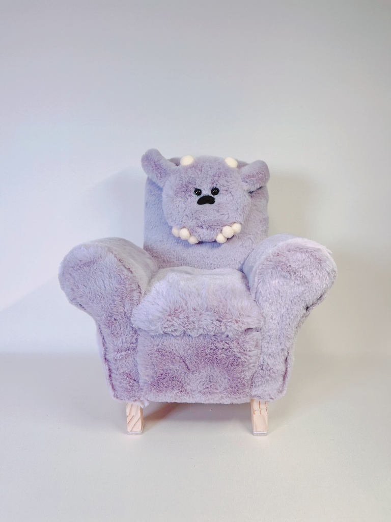 ドールサイズ シングルソファ ちびもふマン付き ラベンダー×ピンク