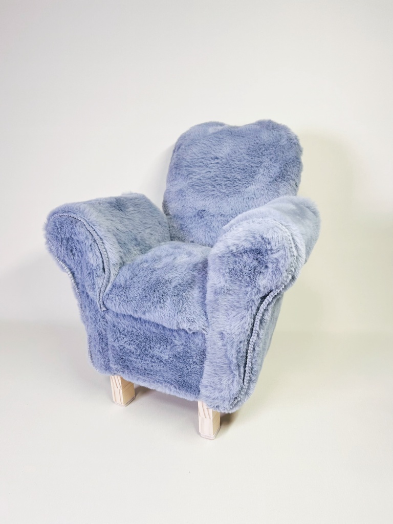 ドールサイズ シングルソファ ちびもふマン付き ダストブルー×グレー