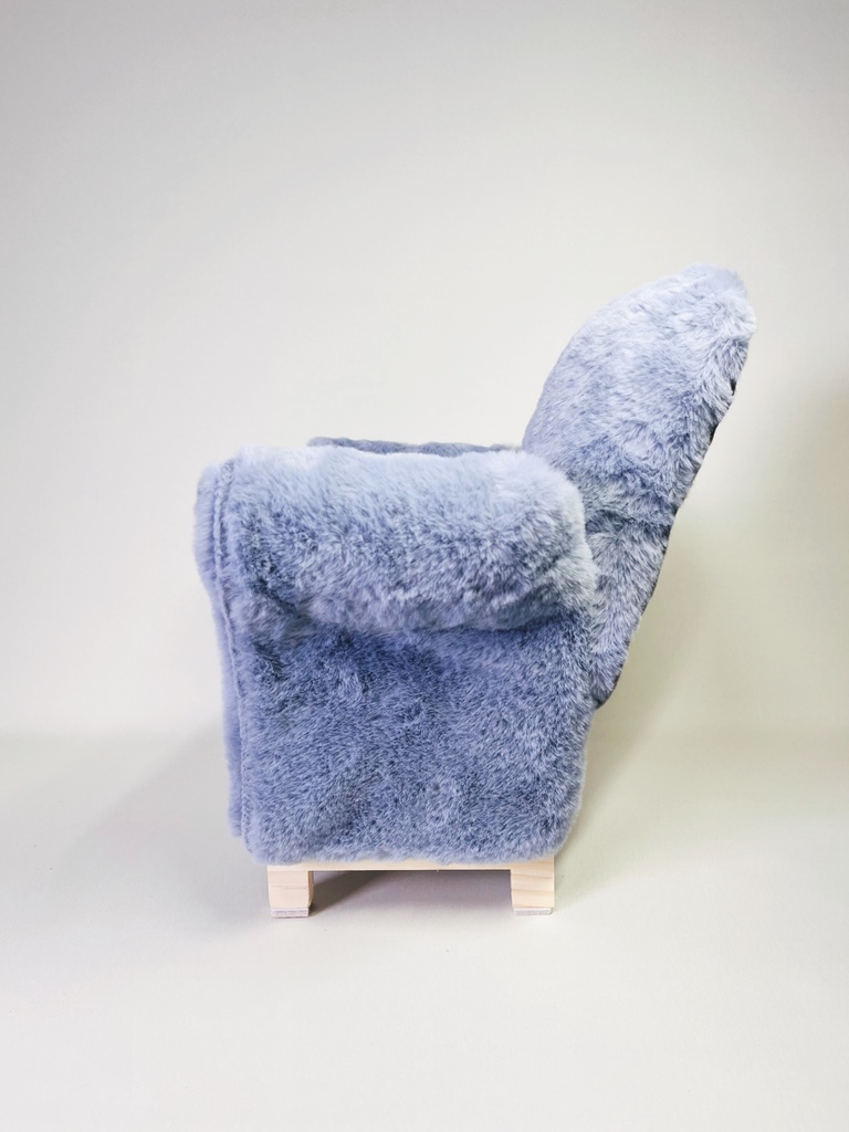 ドールサイズ シングルソファ ちびもふマン付き ダストブルー×グレー