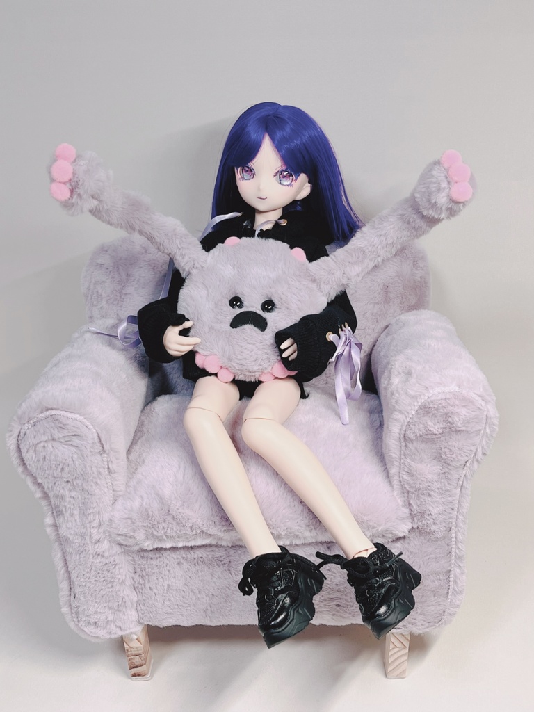 ドールサイズ もふもふミドルソファ ラベンダー