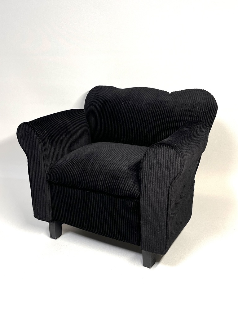 ドールサイズ ミドルソファ コーデュロイブラック×スカイブルー