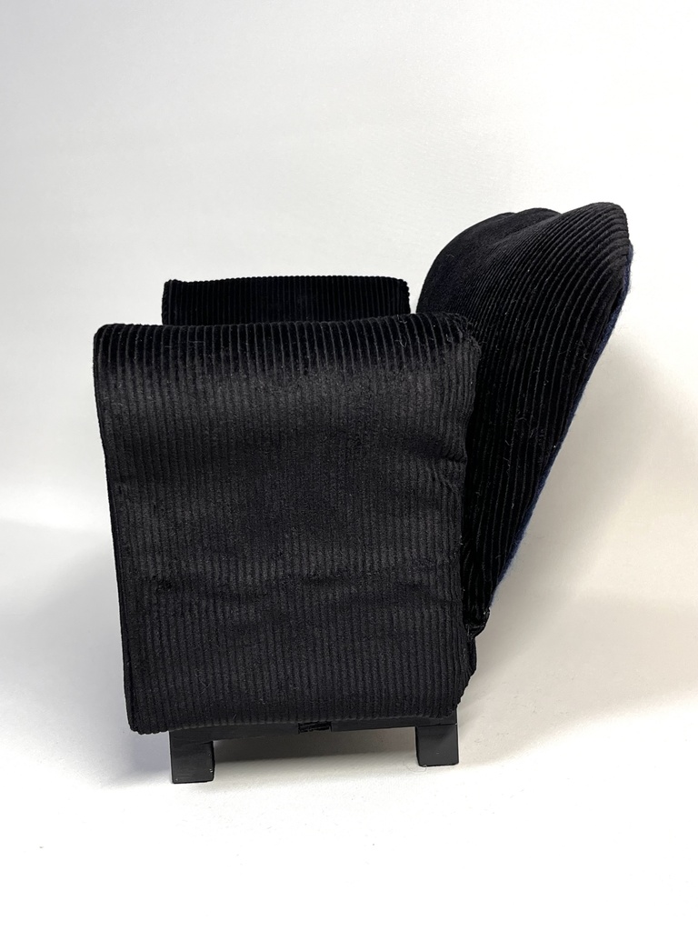 ドールサイズ ミドルソファ コーデュロイブラック×スカイブルー