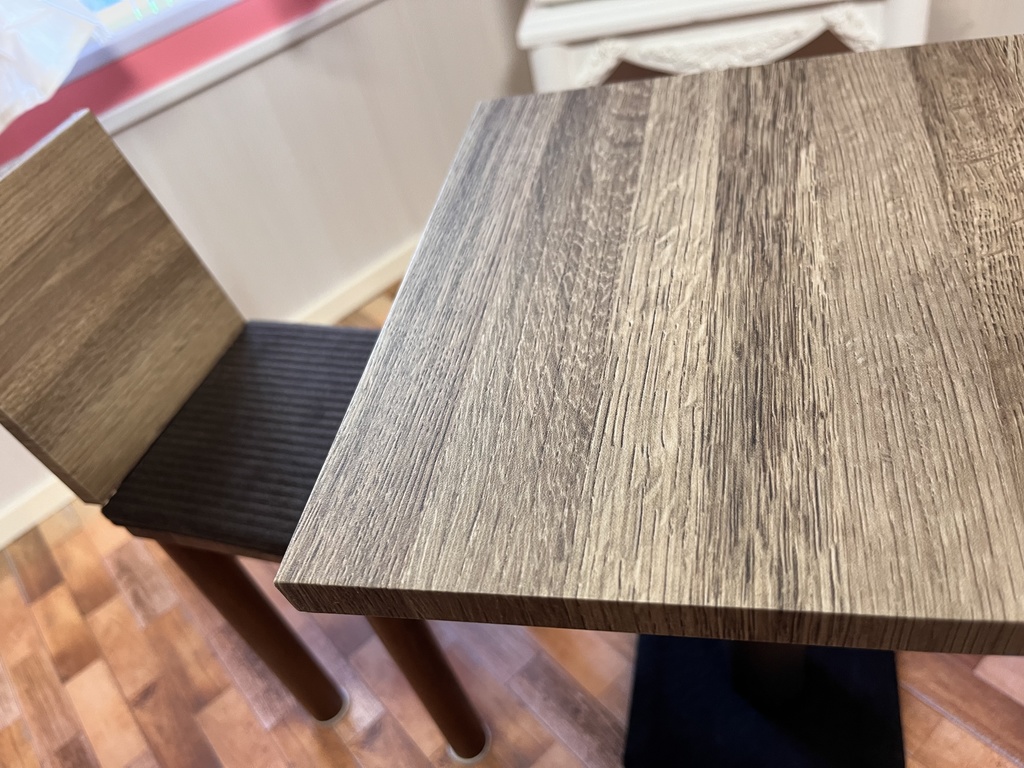 ドールサイズ シンプルカフェテーブルセット チーク柄