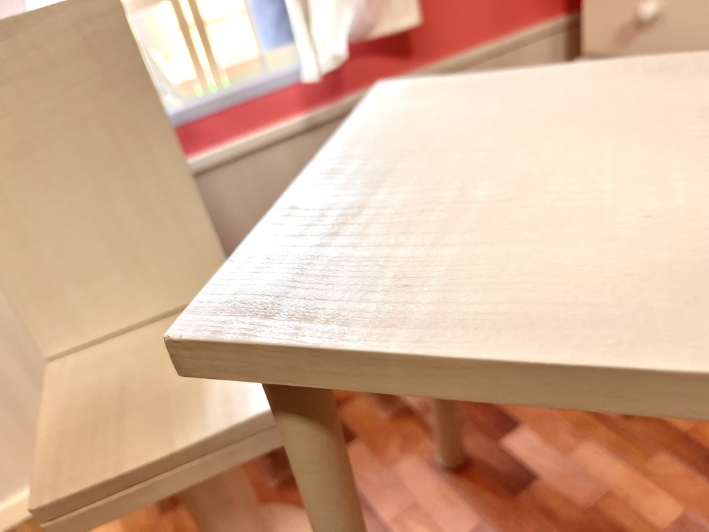 ドールサイズ シンプルカフェ長テーブルセット ベージュウッド