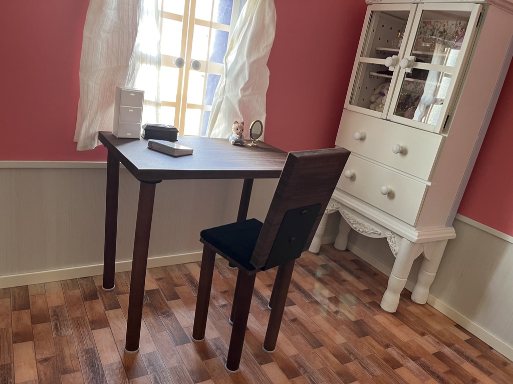 ドールサイズ カフェ長テーブルセット ウォールナット