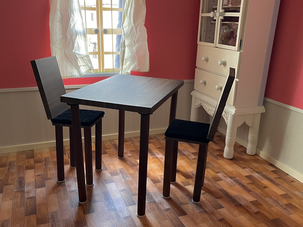 ドールサイズ カフェ長テーブルセット ウォールナット