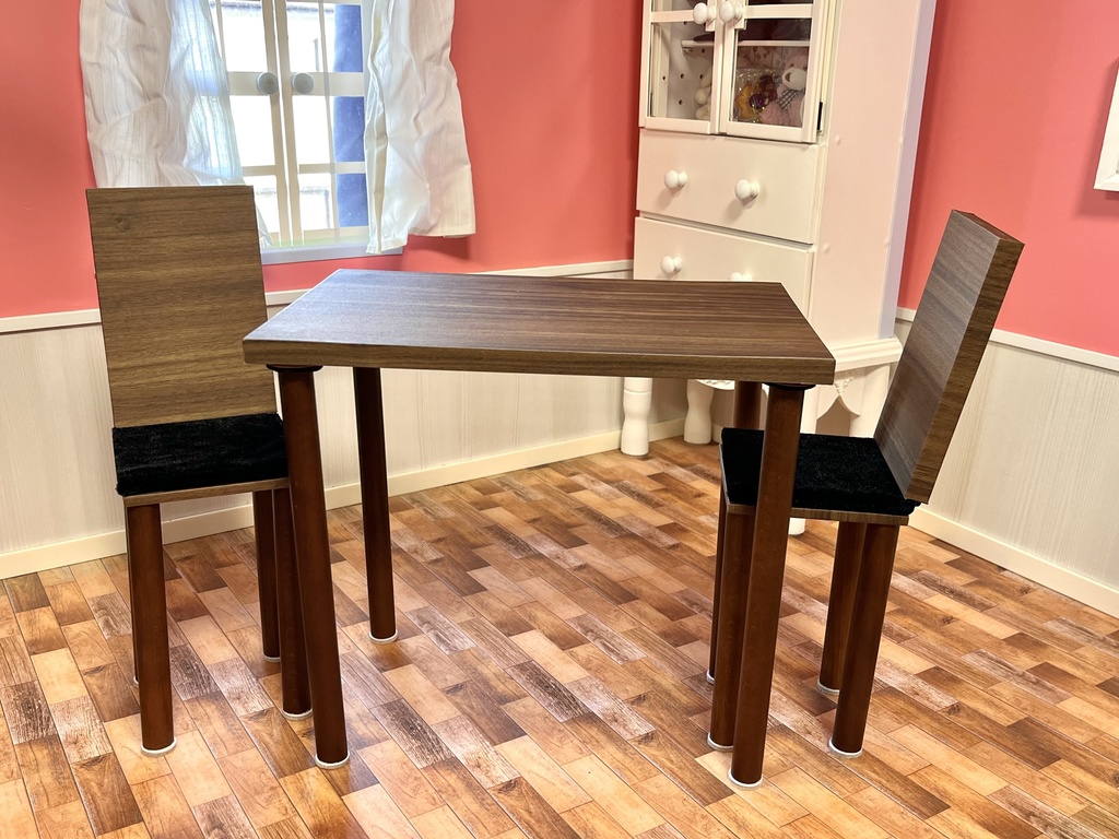 ドールサイズ カフェ長テーブルセット ウォールナット