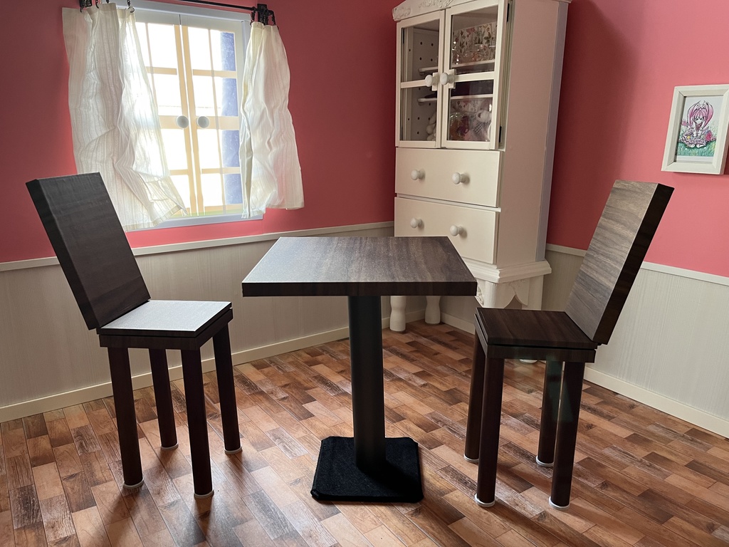 ドールサイズ カフェテーブルセット ウォールナット