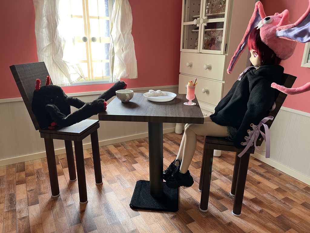 ドールサイズ カフェテーブルセット ウォールナット