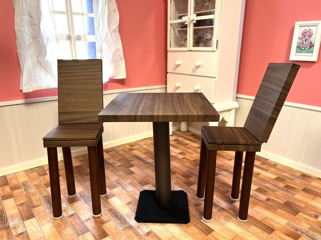 ドールサイズ カフェテーブルセット ウォールナット