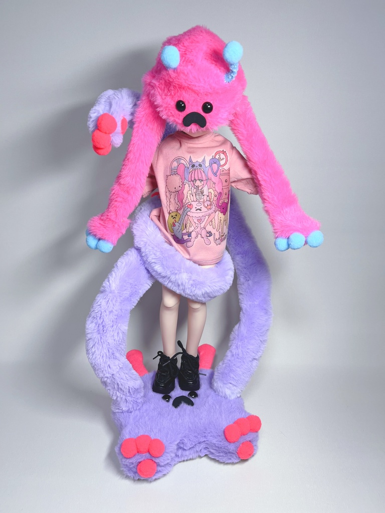 ドールスタンド もふもふマン パープル×ピンク