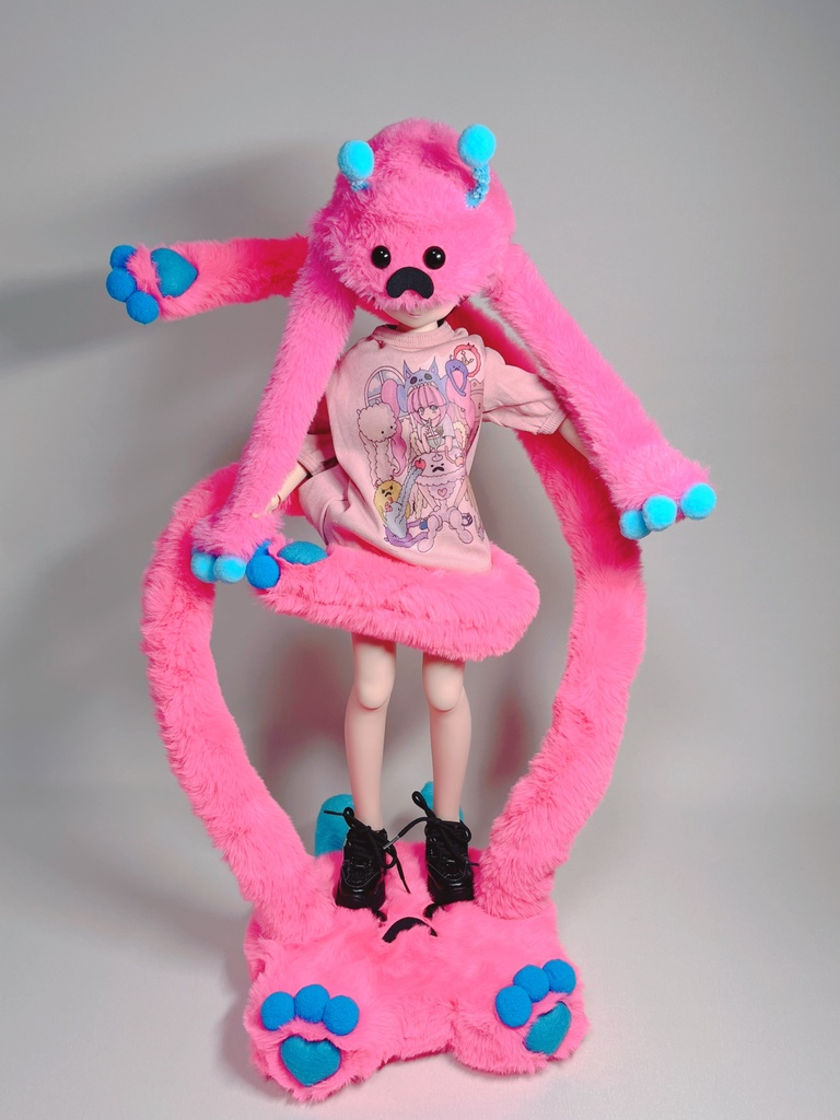 ドールスタンド もふもふマン ピンク×ブルー