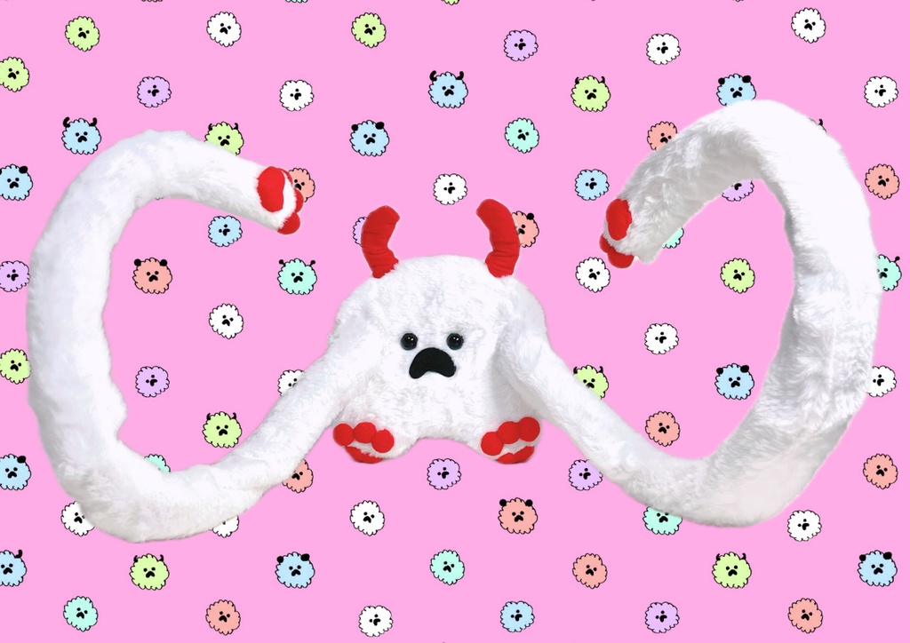 ドールスタンド 支えて!もふもふマン ホワイト×レッド