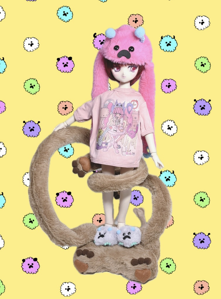 ドールスタンド 支えて!もふもふマン モカ×ブラウン