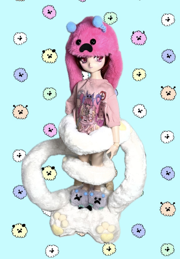 ドールスタンド 支えて!もふもふマン ベージュ×イエロー