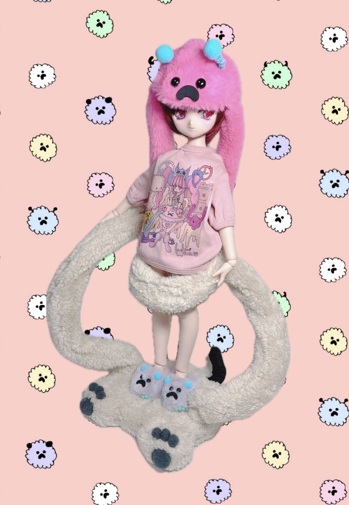 ドールスタンド 支えて!もふもふマン ダストベージュ×ブラック