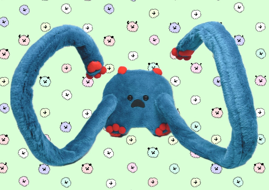 ドールスタンド 支えて!もふもふマン ターコイズブルー×レッド