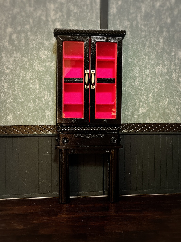 スリムタワーブラックキャビネット