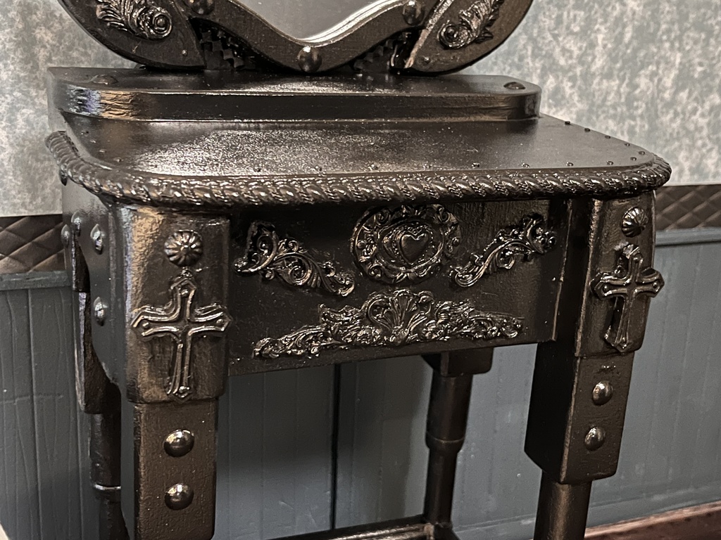 ヴィラン家具 ワイドブラックミラードレッサー