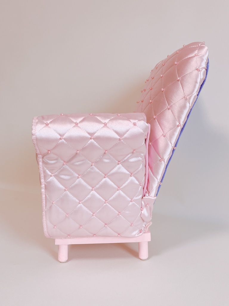 ドールサイズ サテンパールキルト シングルソファ ピンク