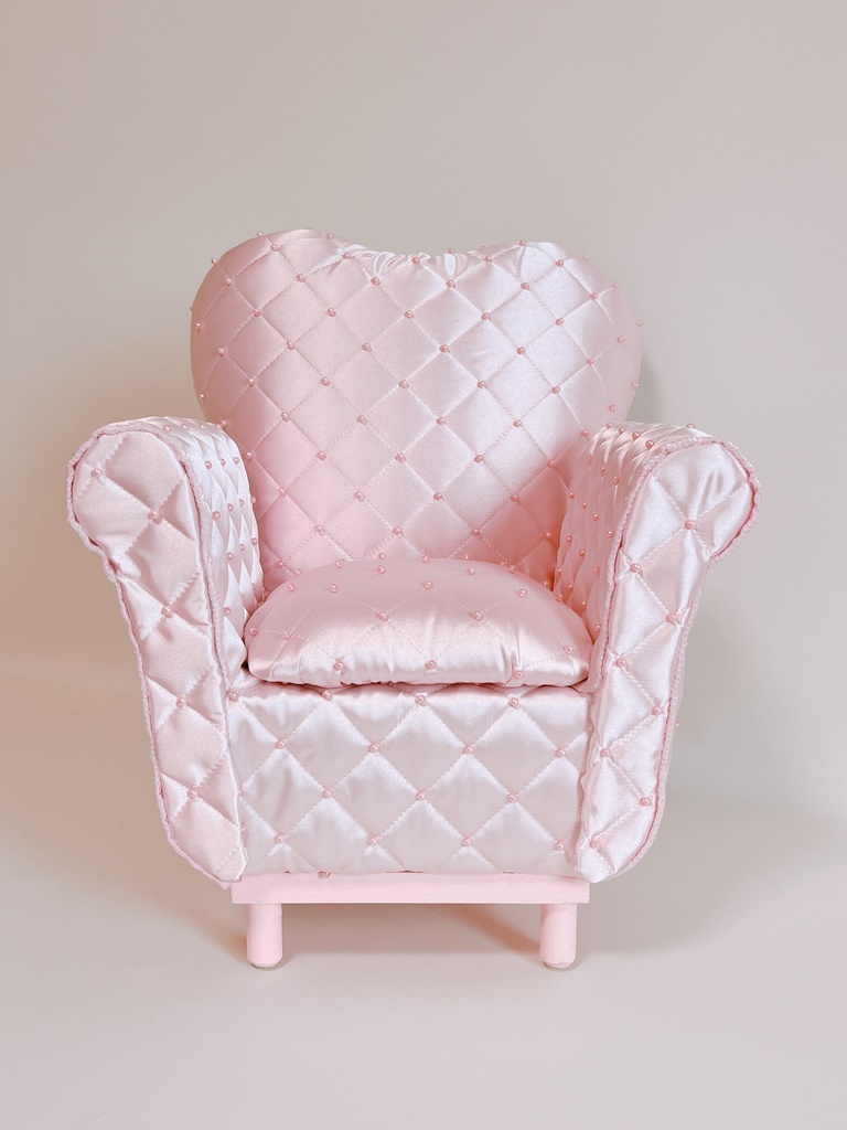 ドールサイズ サテンパールキルト シングルソファ ピンク