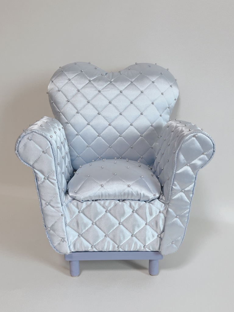 ドールサイズ サテンパールキルト シングルソファ ブルー