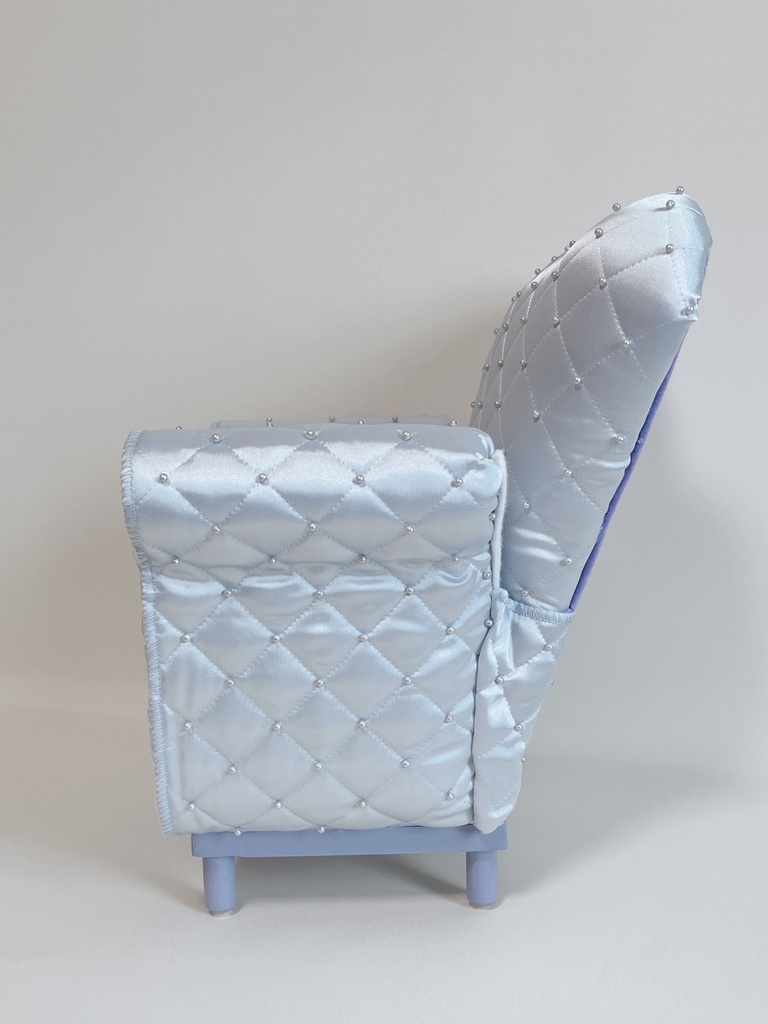 ドールサイズ サテンパールキルト シングルソファ ブルー