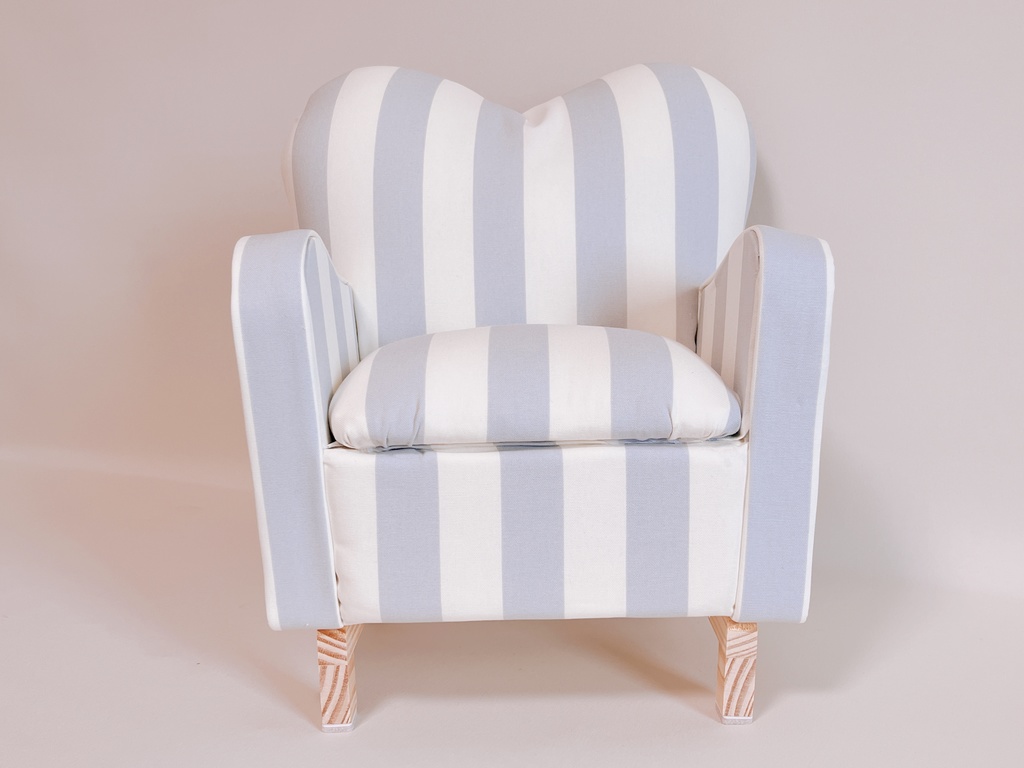 ドールサイズ ストライプ柄ミドルソファ ブルー×ホワイト