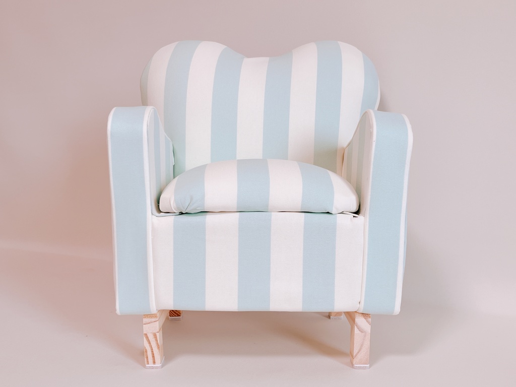 ドールサイズ ストライプ柄ミドルソファ グリーン×ホワイト