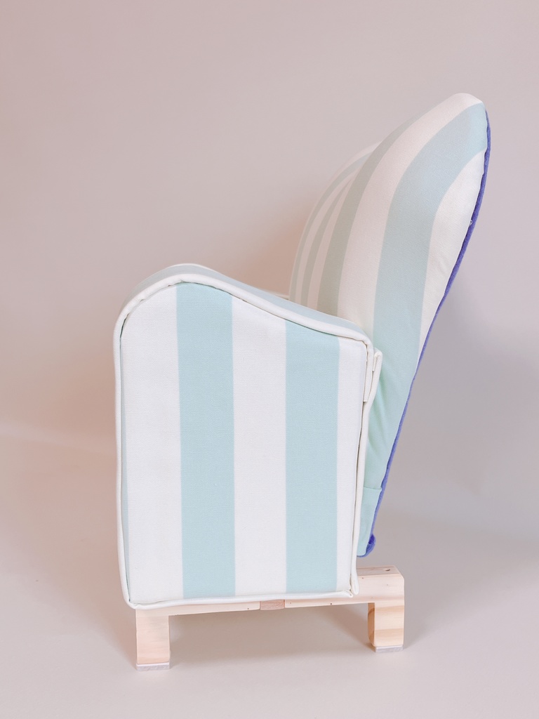 ドールサイズ ストライプ柄ミドルソファ グリーン×ホワイト